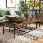24/7 Shop At Home Castlederg Tables gigognes noires : ensemble de 3 pièces de style industriel avec rangement, cadre en acier