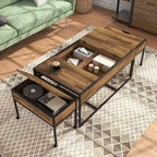 24/7 Shop At Home Castlederg Tables gigognes noires : ensemble de 3 pièces de style industriel avec rangement, cadre en acier