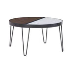 Table basse cocktail 32" Rivendell en faux marbre et bois avec pieds en épingle à cheveux en métal Noyer/Blanc - Linon