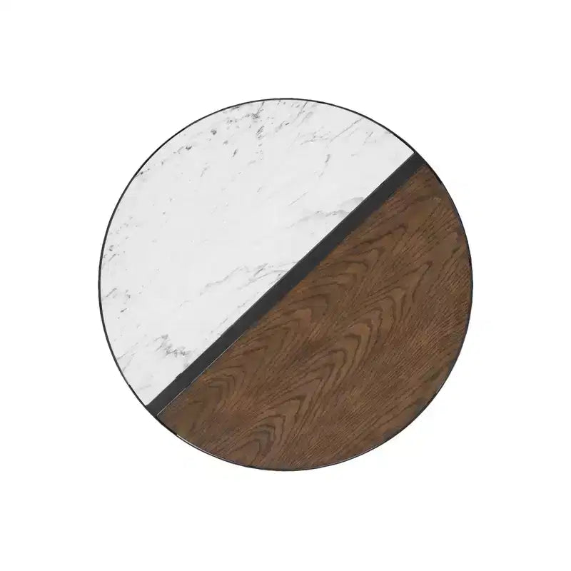 Table basse cocktail 32" Rivendell en faux marbre et bois avec pieds en épingle à cheveux en métal Noyer/Blanc - Linon