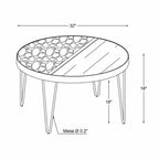 Table basse cocktail 32" Rivendell en faux marbre et bois avec pieds en épingle à cheveux en métal Noyer/Blanc - Linon