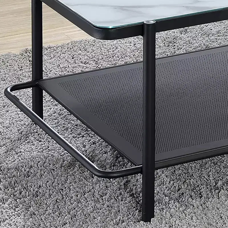 Table basse contemporaine 48 po à dessus en verre Avalan, finition noire/blanche - miBasics