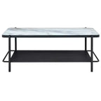 Table basse contemporaine 48 po à dessus en verre Avalan, finition noire/blanche - miBasics