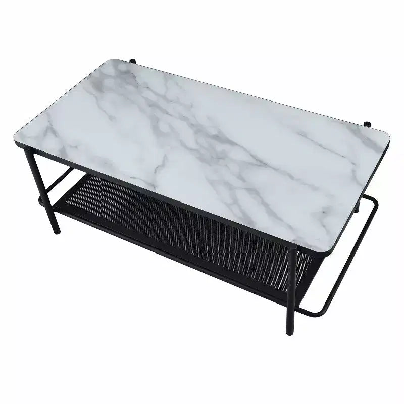 Table basse contemporaine 48 po à dessus en verre Avalan, finition noire/blanche - miBasics
