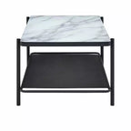 Table basse contemporaine 48 po à dessus en verre Avalan, finition noire/blanche - miBasics