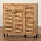 Armoire de rangement à 3 portes et tiroir Coolidge Wood Chêne Marron – Baxton Studio : Organiseur de chaussures 21 paires, Pieds fuselés