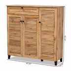 Armoire de rangement à 3 portes et tiroir Coolidge Wood Chêne Marron – Baxton Studio : Organiseur de chaussures 21 paires, Pieds fuselés