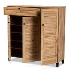 Armoire de rangement à 3 portes et tiroir Coolidge Wood Chêne Marron – Baxton Studio : Organiseur de chaussures 21 paires, Pieds fuselés