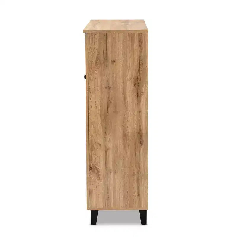 Armoire de rangement à 3 portes et tiroir Coolidge Wood Chêne Marron – Baxton Studio : Organiseur de chaussures 21 paires, Pieds fuselés