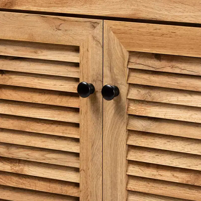 Armoire de rangement à 3 portes et tiroir Coolidge Wood Chêne Marron – Baxton Studio : Organiseur de chaussures 21 paires, Pieds fuselés