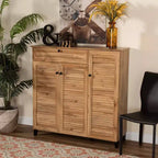 Armoire de rangement à 3 portes et tiroir Coolidge Wood Chêne Marron – Baxton Studio : Organiseur de chaussures 21 paires, Pieds fuselés