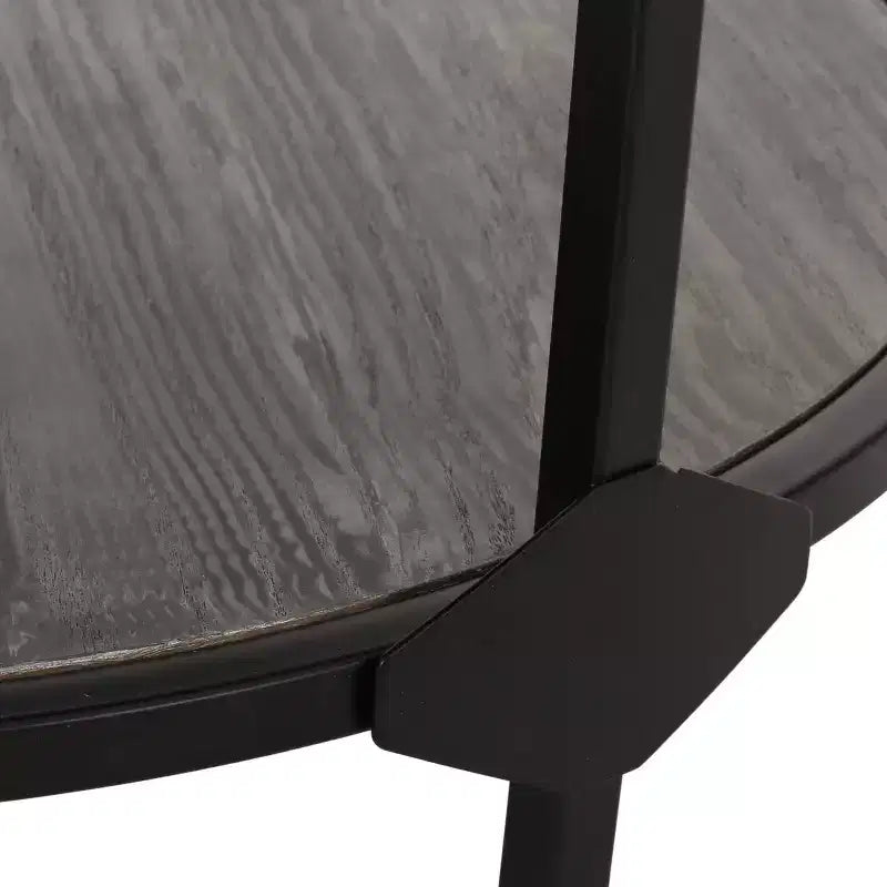 Table basse ronde industrielle moderne Cedarhurst Gris/Noir - Christopher Knight Home : Cadre en fer robuste, Étagère ouverte