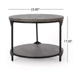Table basse ronde industrielle moderne Cedarhurst Gris/Noir - Christopher Knight Home : Cadre en fer robuste, Étagère ouverte