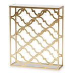 Calanthe Metal with Marble Tabletop Console Table White/Gold - Baxton Studio: Luxury Glam Style, No Assembly Required