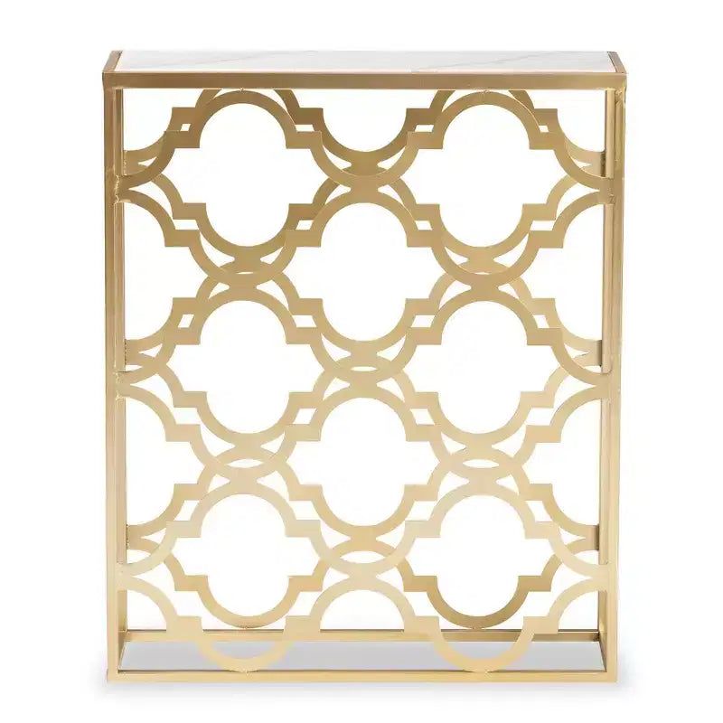 Console de table Calanthe en métal et marbre blanc/doré - Baxton Studio : Style glamour luxueux, aucun assemblage requis