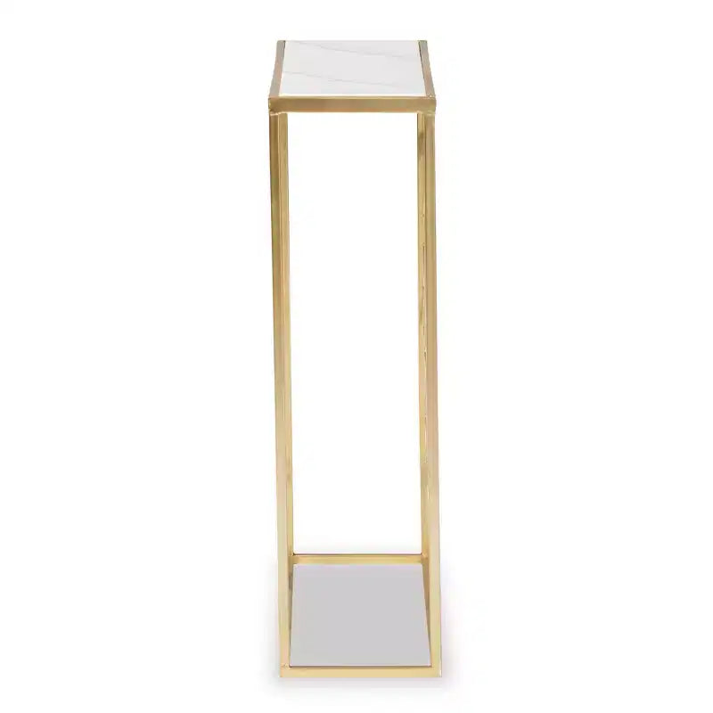 Console de table Calanthe en métal et marbre blanc/doré - Baxton Studio : Style glamour luxueux, aucun assemblage requis