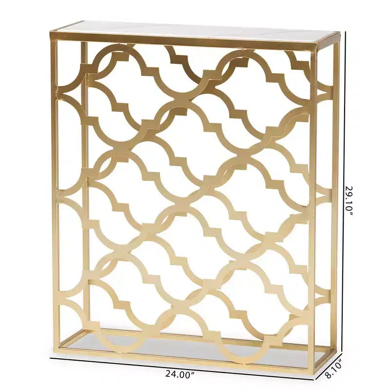 Console de table Calanthe en métal et marbre blanc/doré - Baxton Studio : Style glamour luxueux, aucun assemblage requis