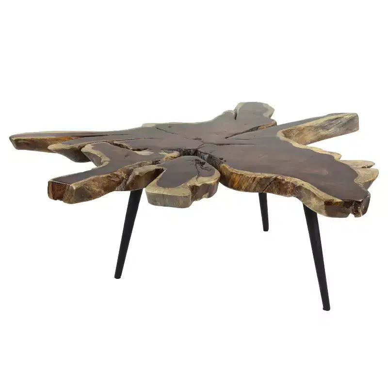 Contemporary Organic Wood and Metal Coffee Table Brown - Olivia & May