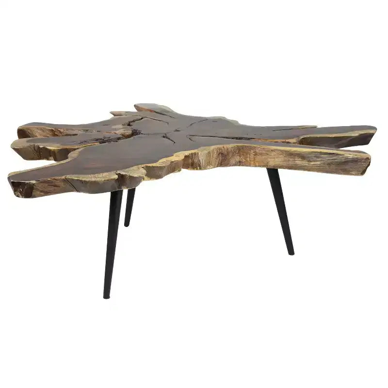 Table basse contemporaine en bois organique et métal marron - Olivia & May
