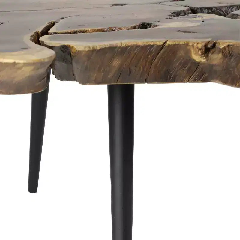 Table basse contemporaine en bois organique et métal marron - Olivia & May