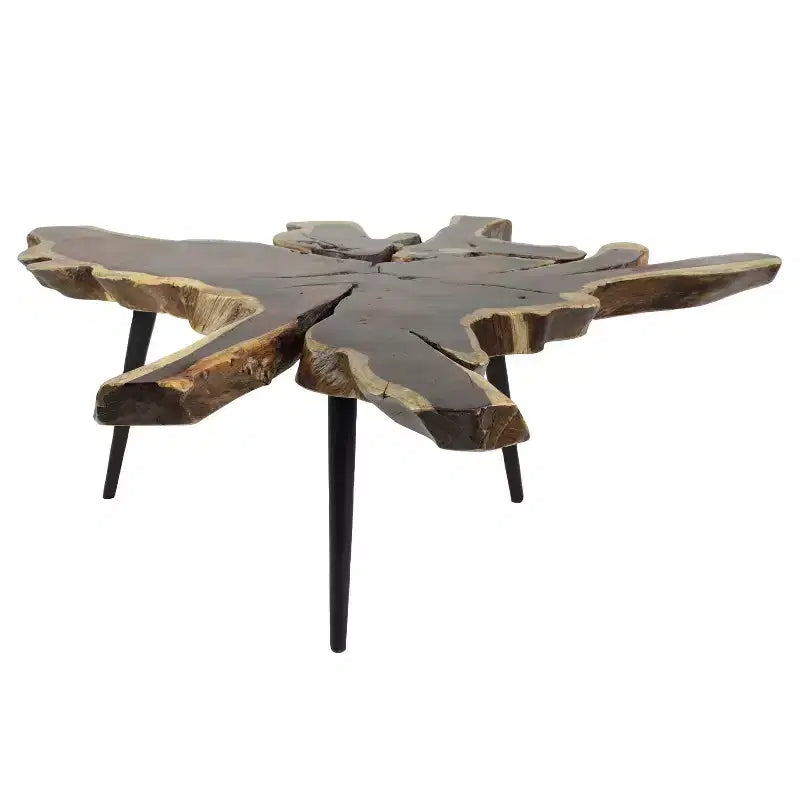 Table basse contemporaine en bois organique et métal marron - Olivia & May