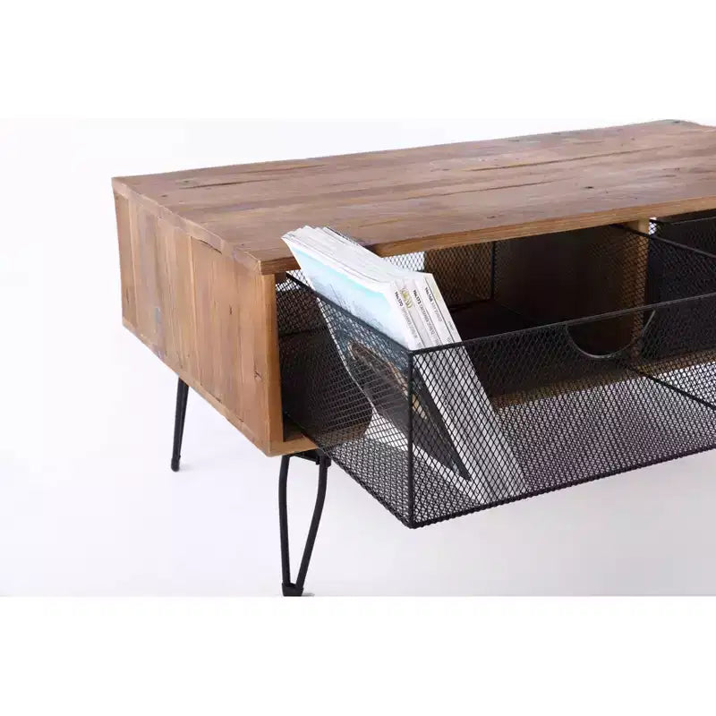 Table basse pliable Lindsay 42 po avec tiroirs en treillis métallique - Summerland Home