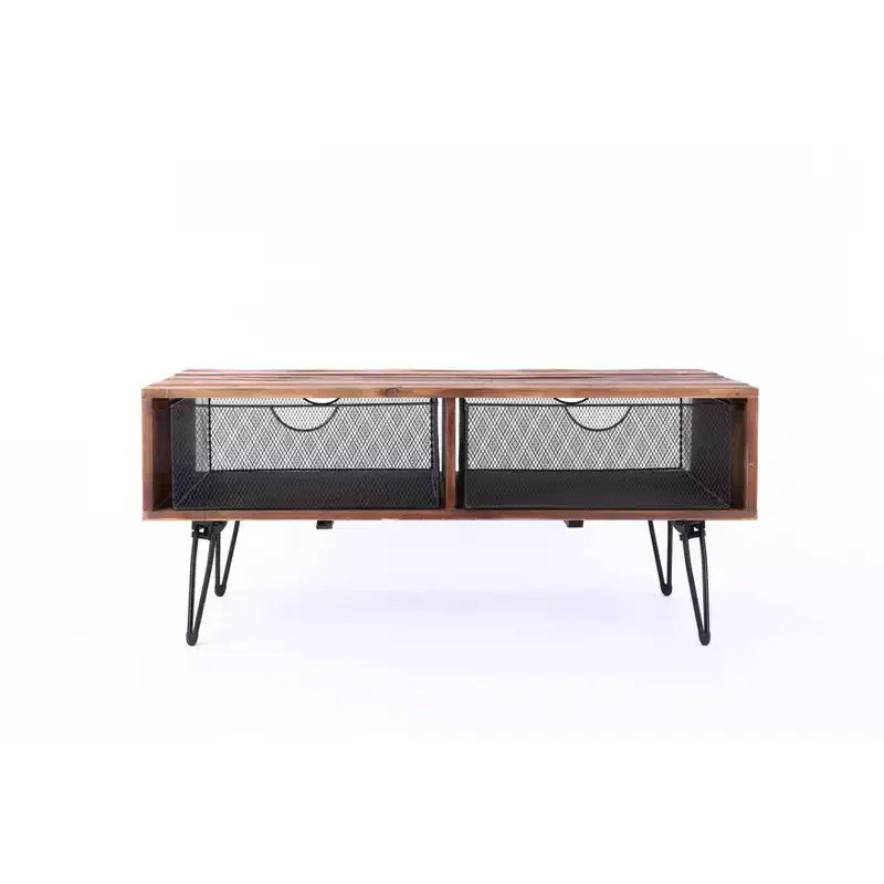 Table basse pliable Lindsay 42 po avec tiroirs en treillis métallique - Summerland Home