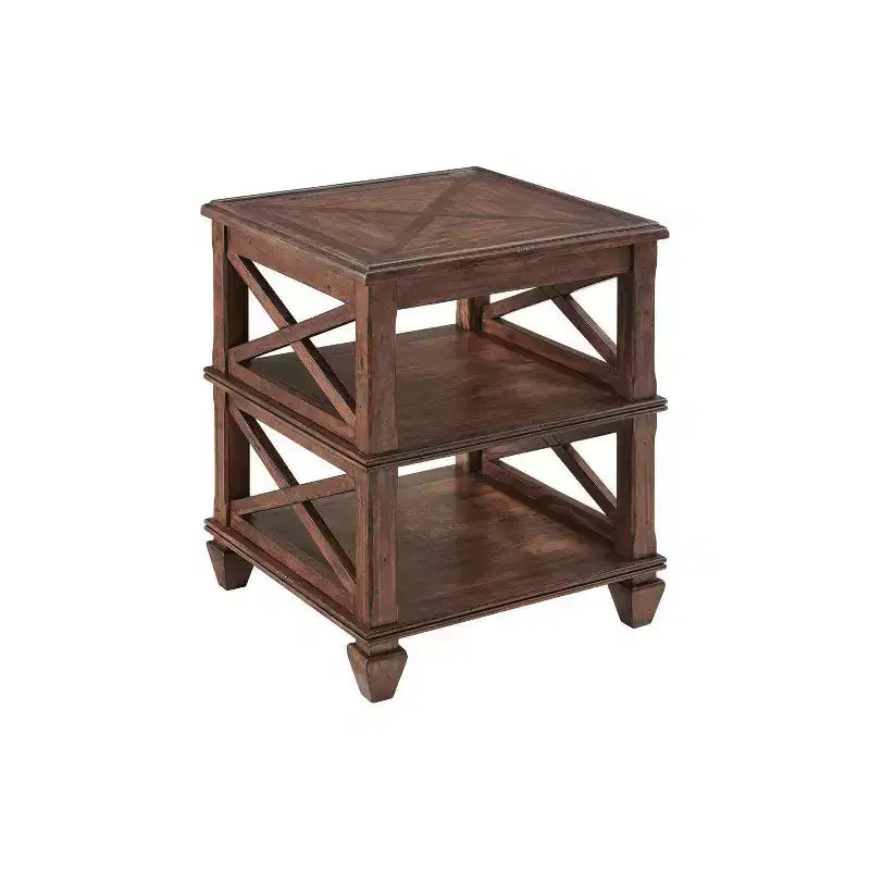 Ensemble de salon 3 pièces en bois Bridgton avec table basse et 2 tables d'appoint à étagères Cerise - Meubles Alaterre : Design moderne du milieu du siècle