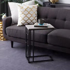 Table d'appoint contemporaine en métal et bois gris - Olivia & May