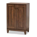 2 Door Nissa Wood Shoe Storage Cabinet Walnut Brown - Baxton Studio: Entryway Organizer, Holds 20 Pairs