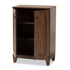Meuble de rangement pour chaussures en bois Nissa à 2 portes, couleur Noyer brun - Baxton Studio : Organisateur d'entrée, peut contenir 20 paires