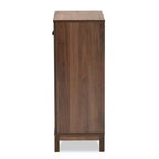 Meuble de rangement pour chaussures en bois Nissa à 2 portes, couleur Noyer brun - Baxton Studio : Organisateur d'entrée, peut contenir 20 paires