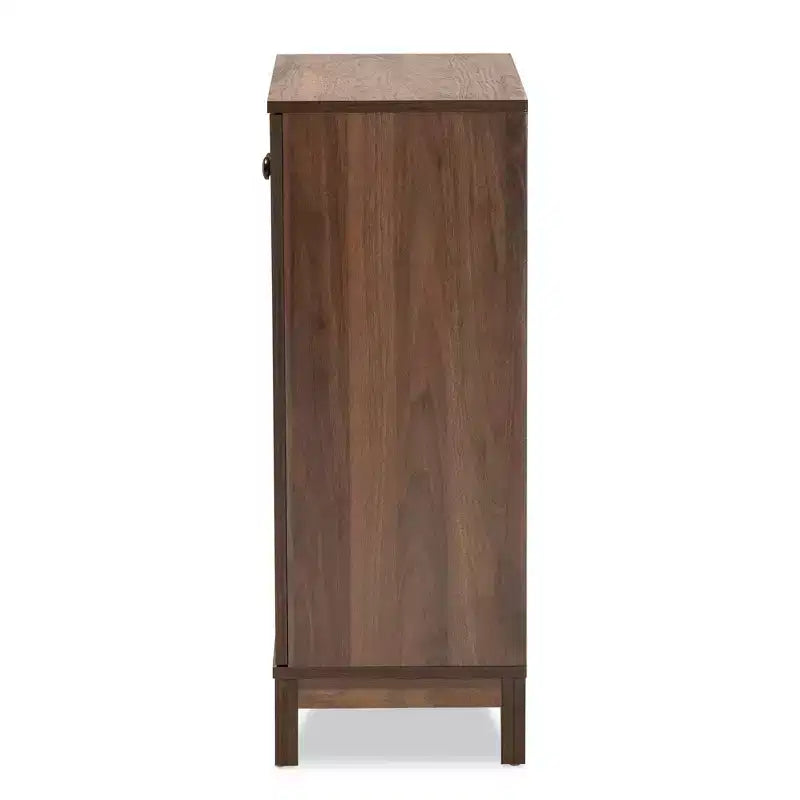 Meuble de rangement pour chaussures en bois Nissa à 2 portes, couleur Noyer brun - Baxton Studio : Organisateur d'entrée, peut contenir 20 paires