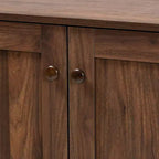 Meuble de rangement pour chaussures en bois Nissa à 2 portes, couleur Noyer brun - Baxton Studio : Organisateur d'entrée, peut contenir 20 paires