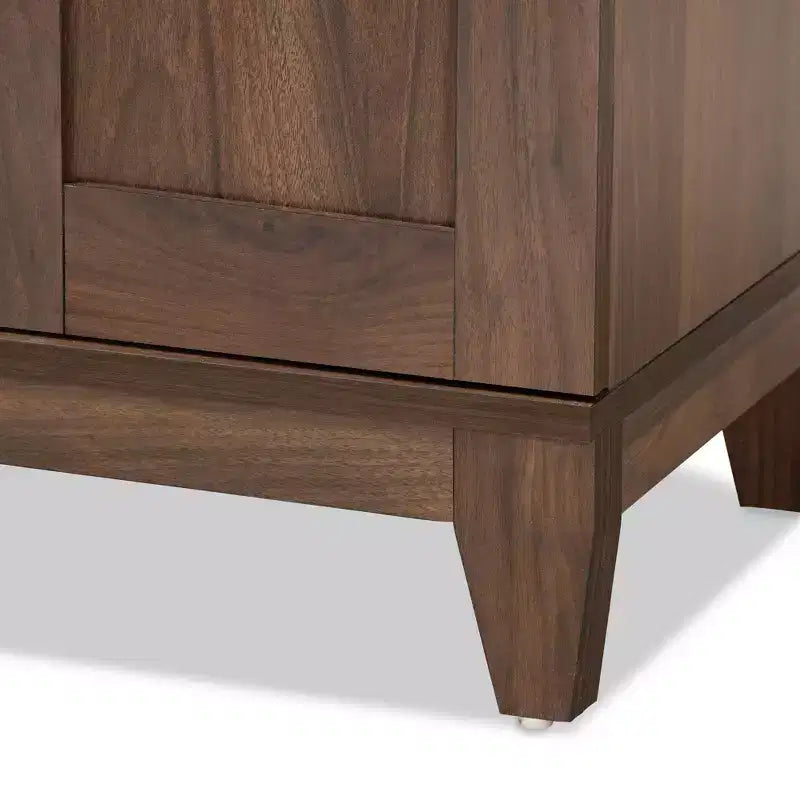 Meuble de rangement pour chaussures en bois Nissa à 2 portes, couleur Noyer brun - Baxton Studio : Organisateur d'entrée, peut contenir 20 paires