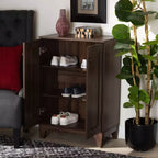 Meuble de rangement pour chaussures en bois Nissa à 2 portes, couleur Noyer brun - Baxton Studio : Organisateur d'entrée, peut contenir 20 paires