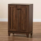 Meuble de rangement pour chaussures en bois Nissa à 2 portes, couleur Noyer brun - Baxton Studio : Organisateur d'entrée, peut contenir 20 paires