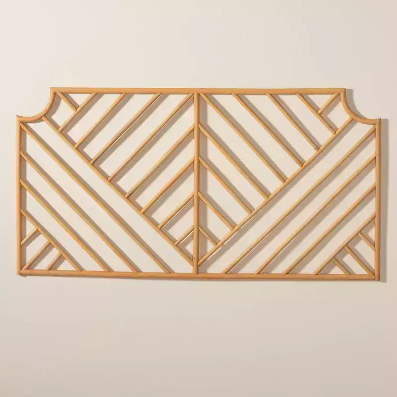 Tête de Lit Murale Giza Rattan Queen Naturel/Marron - bali & pari : Fabriquée à la main, motif Chevron, aucun assemblage requis