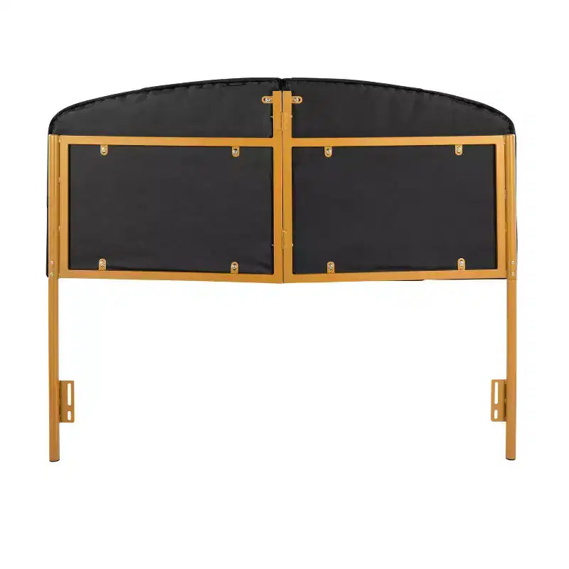 Tête de lit en velours Lindsey Queen Noir/Or - Lumisource : Rembourrage moelleux, capitonnage élégant, cadre en acier, nettoyage ciblé