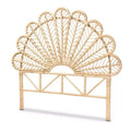 Queen Variel Rattan Headboard Walnut Brown - bali & pari: Bohemian Style, No Assembly, Spot Clean