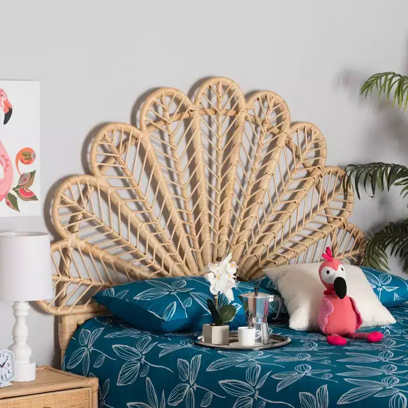 Tête de lit Queen Variel en rotin Noyer Marron - bali & pari : Style Bohème, Aucun assemblage requis, Nettoyage des taches