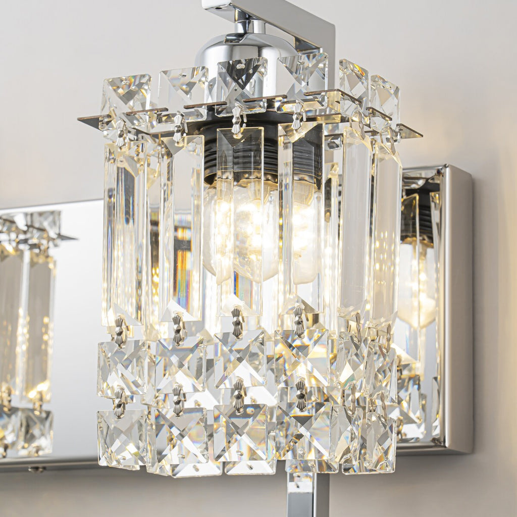 Appliques murales en cristal à 3 lumières pour salle de bain, style moderne et glamour