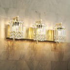 Appliques murales en cristal à 3 lumières pour salle de bain, style moderne et glamour