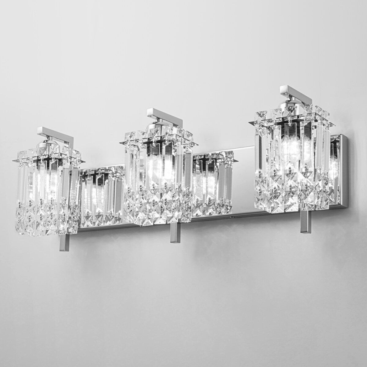 Appliques murales en cristal à 3 lumières pour salle de bain, style moderne et glamour