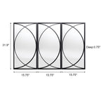 Lot de 3 miroirs muraux rectangulaires en métal noir - 31,9 H x 15,75 L x 0,75 P