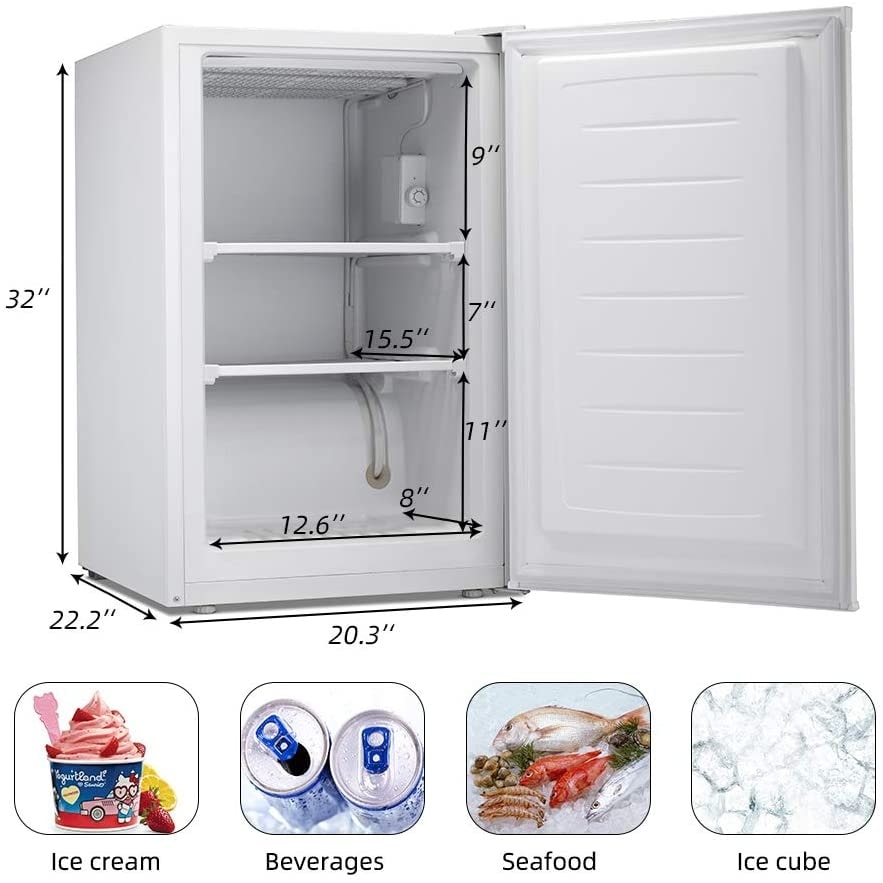 Congélateur vertical compact de 3,0 pi cu avec porte simple réversible