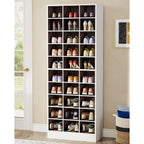 Meuble à chaussures haut 30 paires, étagère de rangement à chaussures en bois blanc 10 niveaux pour placard, entrée - 10 niveaux