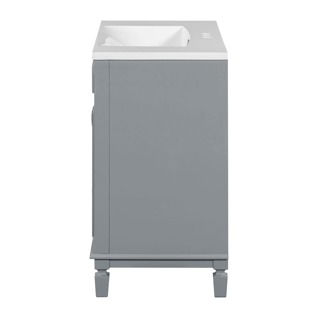 Meuble-lavabo de salle de bain moderne de 91 cm avec lavabo et armoire de toilette, 2 portes et 2 tiroirs