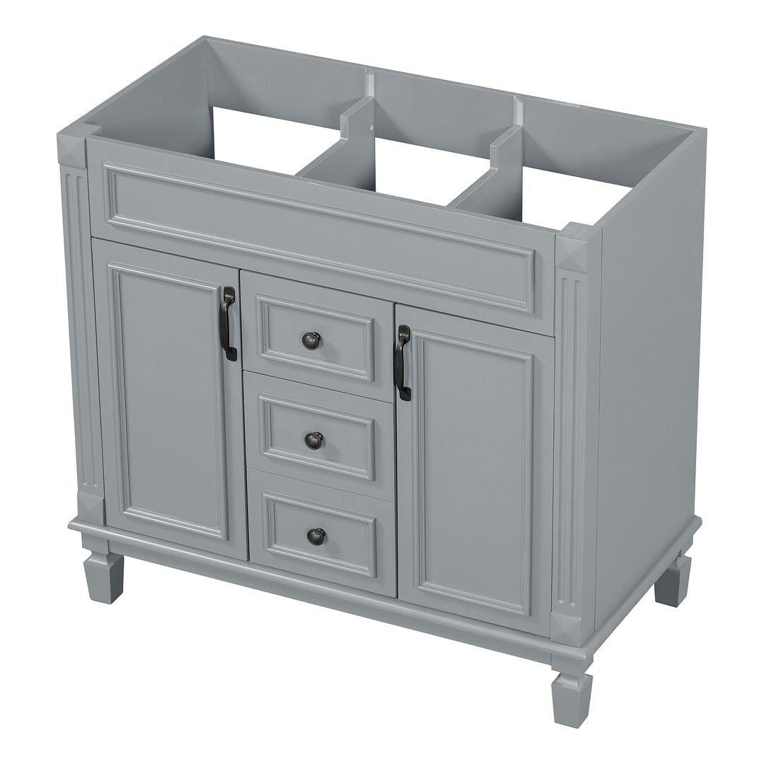Meuble-lavabo de salle de bain moderne de 91 cm avec lavabo et armoire de toilette, 2 portes et 2 tiroirs