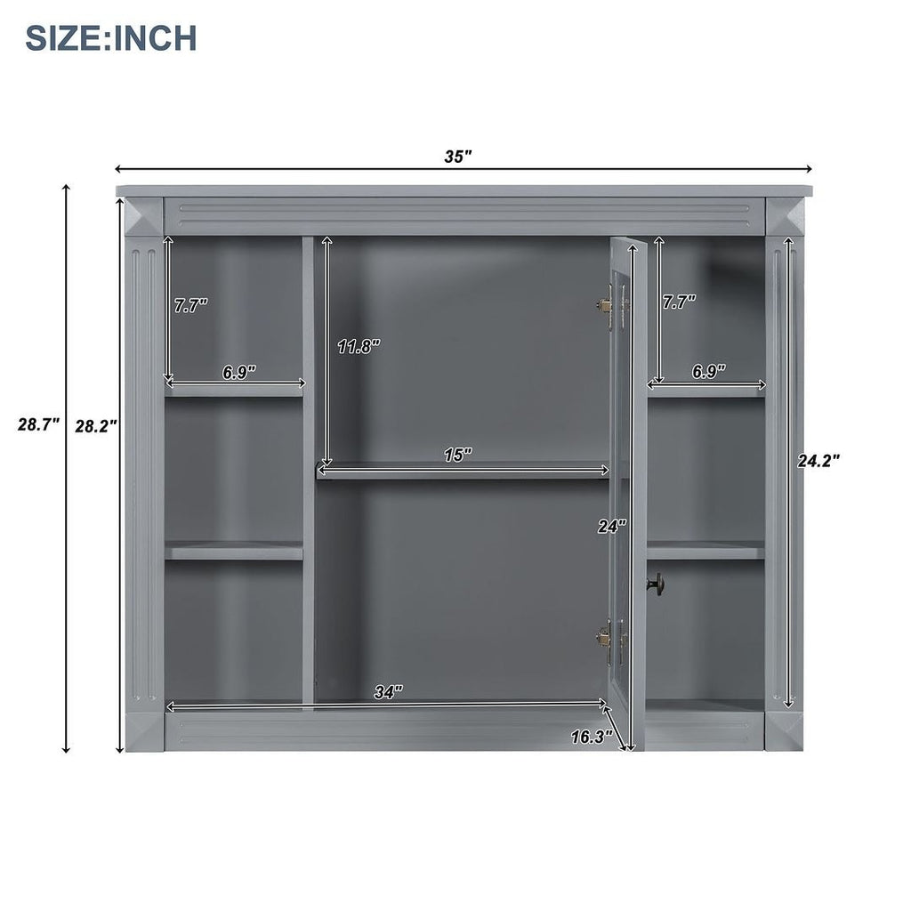 Meuble-lavabo de salle de bain moderne de 91 cm avec lavabo et armoire de toilette, 2 portes et 2 tiroirs